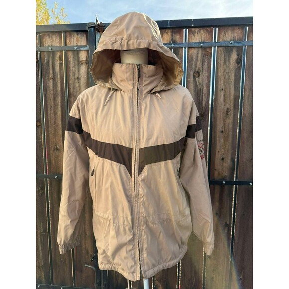 VINTAGE Y2K Obermeyer Women's Brown Hoody Ski Jacket Embroidered sz. 10 Medium - Picture 1 of 10